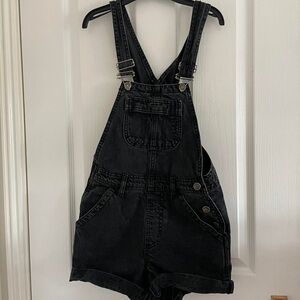 Topshop Moto Charcoal Denim Overalls